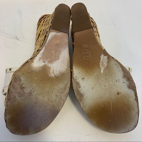 Michael Michael Kors White wedge gold logo sandal - Picture 8 of 10